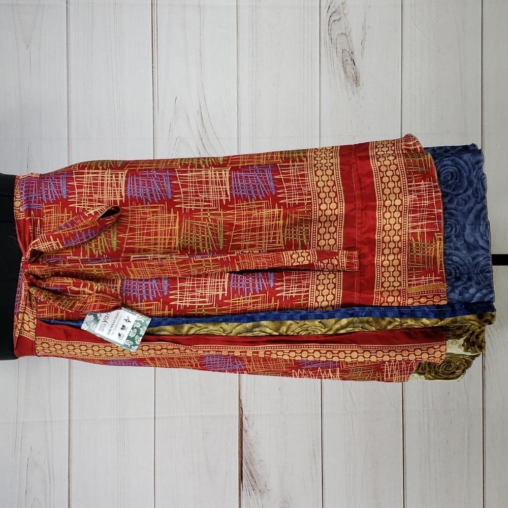 Darn Good Yarn Sari Silk Wrap Skirt Tea Goddess